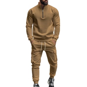 2025 automne et hiver hommes décontracté velours chaud fermeture éclair pantalons de sport ensemble Sportswear Activewear survêtements prix de gros - Product Image 1