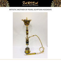 Chichas décoratives de luxe de qualité supérieure, artisanales, en acier inoxydable plaqué or, avec nacre artistique égyptienne et refroidisseur intégré
