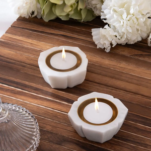 Porte-bougie en marbre, porte-bougie hexagonal en marbre, résistant à la chaleur, décoration de table, accessoire d'éclairage votif - Product Image 6
