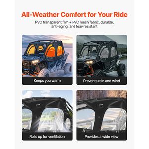 Cerramiento con cremallera a prueba de viento para puertas superiores blandas de Polaris RZR XP4 1000/Turbo 2014-2023 para cabina - Product Image 2