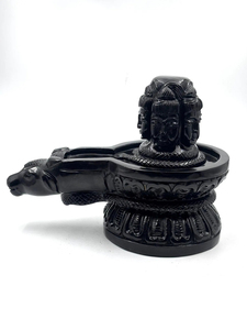 Sculpture spirituelle en cristal de spinelle noire Panchmukhi sculptée à la main, décor spirituel, fournisseur en gros OEM ODM - Product Image 5