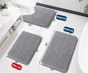 Tapis de bain rectangulaire minimaliste en microfibre 100% coton, gris uni, séchage rapide, avec support en PVC, personnalisable pour le sol de la salle de bain - Product Image 5