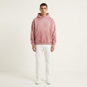 <b>Men's</b> <b>Pink</b> Washed Hoodie Oversized Pullover Streetwear Heavyweight Fleece <b>Sweatshirt</b> Casual Blank Custom Apparel Wholesale - Product Image 4
