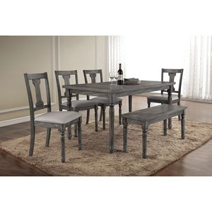 Weathered Grey <b>Turned</b> <b>Leg</b> <b>Dining</b> <b>Table</b> - Product Image 5