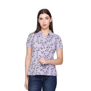 Low Price Summer Season Printed Women's Stylish Polo Shirts Custom Design Color Size Turn Down Collar Polo Shirts - Product Image 1