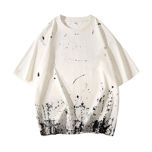 เสื้อยืดผู้ชายทรงหลวมสไตล์สตรีทแวร์ ไหล่ตก พิมพ์ลายพัฟฟ์ แนวฮิปฮอป หรูหรา สบายๆ - Product Image 3