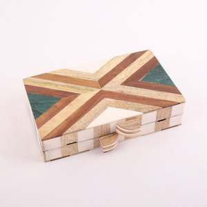 Sac à main carré en bois géométrique, motif multicolore, sac à main tendance - Product Image 5