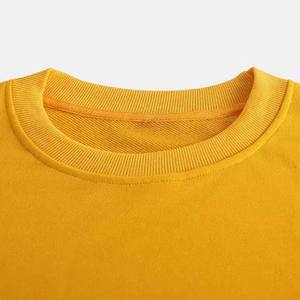 Mens Bright Yellow <b>Plain</b> Crew Neck Long Sleeve Fleece Sweatshirt Custom Logo OEM ODM Wholesale Apparel - Product Image 3