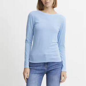 T-shirt tendance pour femme, personnalisé, style streetwear décontracté, haut de mode, OEM, vente en gros, uni, été, en toile, anti-boulochage, haute qualité - Product Image 6