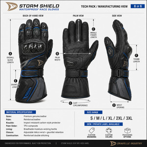 Gants de moto en cuir fabriqués à Sialkot, gants de moto en cuir pleine main imperméables avec protection des articulations en carbone - Product Image 6
