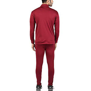 Survêtement rouge à col roulé pour homme, manches longues, couleur unie, décontracté, pour l'automne, respirant, en polyester, coupe classique - Product Image 2