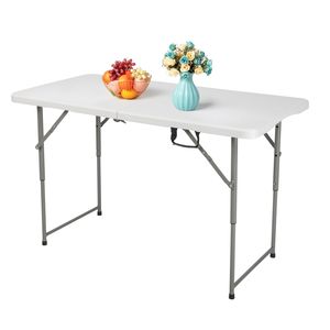 Tavolo da Patio con Telaio in Alluminio, 4 Piedi, Bianco, in HDPE, Rettangolare, Pieghevole, Arredo da Esterno - Product Image 6