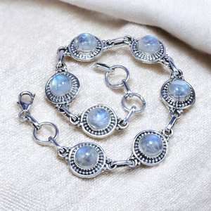 Rainbow Moonstone Handmade <b>Bracelet</b> 925 Sterling <b>Silver</b> Elegant Jewelry Design For Women Bulk Wholesale <b>Silver</b> <b>Bracelet</b> - Product Image 1