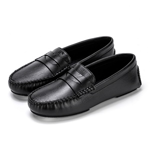 OEM ODM รองเท้าโลฟเฟอร์เพนนีหนังแท้สีดำของผู้หญิงพื้นรองเท้าลำลองรองเท้าโลฟเฟอร์สำหรับผู้หญิงรองเท้าผู้หญิงผลิตใน BD - Product Image 2