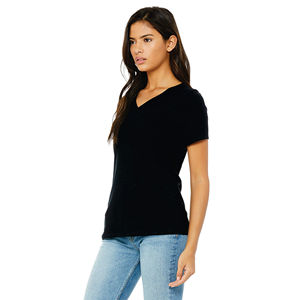 Camiseta Informal Ligera para Mujer con Cuello en V, Algodón Peinado Airlume, Jersey de Manga Corta, Suave y Cómoda, Blanca - Product Image 2