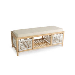 Timeless Rattan <b>Bench</b> <b>Storage</b> Organizer Woven <b>Storage</b> <b>Bench</b> Decorative Seating <b>Bench</b> Stylish <b>Bench</b> For <b>Bedroom</b> <b>Storage</b> Solution - Product Image 3