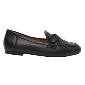 Mocassins à franges en cuir véritable Ann'S, chaussures plates en daim, à enfiler, noires, décontractées - Product Image 2