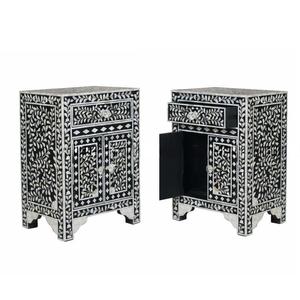 Mesa de Cajones con Incrustaciones de Hueso de ILAHI, Diseño Moderno con Detalles de Ágata, Almacenamiento de Tres Niveles, Mueble Portátil para el Hogar - Product Image 2