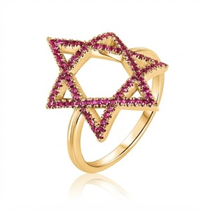 Anniversary <b>Ring</b> Natural Ruby Cut Diamond <b>Ring</b> 10K 14K 18K Solid Gold Vintage Engagement <b>Ring</b> Wedding Jewelry Hexagram Open <b>Ring</b> - Product Image 3
