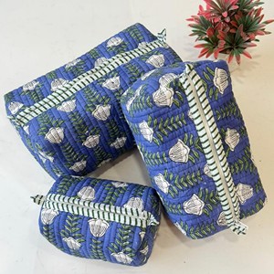 Sac de toilette vintage matelassé en coton imprimé fait main pour femme – Grande capacité – Vente chaude - Product Image 2