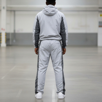 Ensemble de survêtement coupe-vent en coton pour homme, grande taille, avec logo personnalisé OEM, veste de sport unie à fermeture éclair pour le jogging, style streetwear hiver