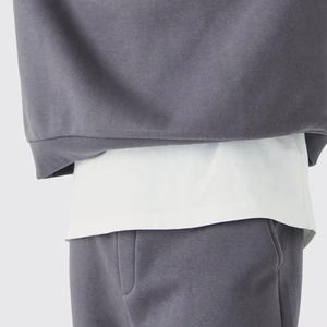 Conjunto de chándal de forro polar grueso gris carbón personalizado, con sudadera holgada y pantalones acampanados, venta al por mayor, fabricante, conjunto liso a granel - Product Image 4