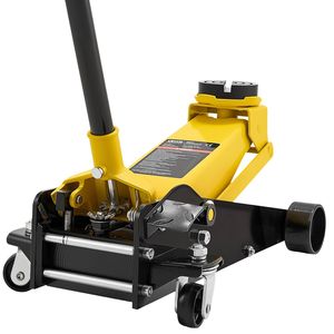 Cric de sol en acier pour course automobile, capacité 3 tonnes (6614 lb), profil bas, piston unique, pompe à levage rapide avec pédale - Product Image 1