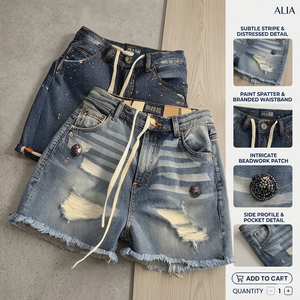 Pantalones Cortos de Mezclilla para Hombre, Estilo Vintage, Personalizados, con Pedrería, de Fabricante de Ropa Urbana - Product Image 4