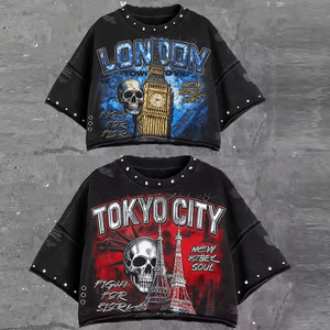 Camisetas Personalizadas con Logotipo DTG en Pedrería, Tela Jersey 100% Algodón de Calidad, Lavado Ácido, Estilo Vintage, Oversize, Moda Urbana - Product Image 5