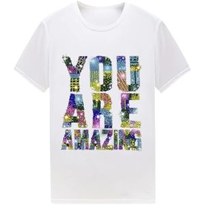 Wholesale Mens T-shirts Rhinestone Print 100% Cotton Solid Color Custom Logo Street Fashion Party Club Casual Summer Worsted - Product Image 2