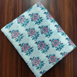 Tissu en coton pur de poids moyen, imprimé à la main, écologique, séchage rapide, doux, pour vêtements féminins, motif floral, fabriqué en Inde - Product Image 3