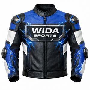 Chaqueta de Cuero para Motocicleta Wida Sports Premium, Diseño de Carreras Azul, Equipo de Protección para Motociclistas, Proveedor Mayorista 2026 - Product Image 1