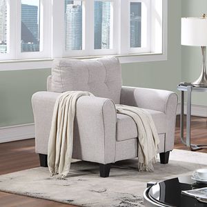 Moderno luce grigio di lino imbottito 1 + 2 posti divano Set per casa ufficio vecchio Sku SG000365AAA un elegante soggiorno mobili - Product Image 4