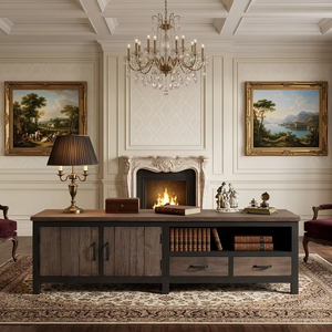 Cómoda Premium Azora Glu TV, Artesanía en Madera Dura, Estilo Contemporáneo Rústico para Apartamento, Acabado con Vetas de Madera Orgánica, Ecológica - Product Image 2