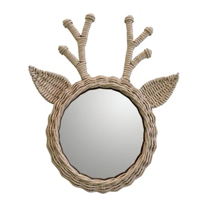 Espejo Colgante de Mimbre con Diseño de Ciervo, Muebles Infantiles para Cuarto de Bebé, Decoración Animal Tejida a Mano, Precio de Fábrica, Alta Calidad, Venta al Por Mayor - Product Image 1