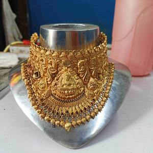 Collar choker de oro antiguo con diseño de templo Lakshmi, joyería nupcial india tradicional, regalo de boda étnico, conjunto pesado para aniversario - Product Image 2