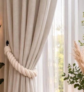 White Cotton Rope Curtain <b>Tieback</b> - Boho Coastal Decor - Product Image 1