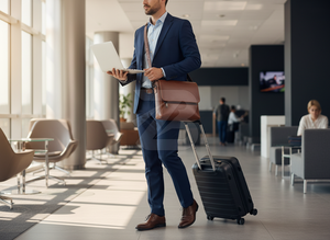 Unisex Genuine Leather Business Messenger <b>Shoulder</b> Bag with Multi-Compartment Design Waterproof & Adjustable <b>Strap</b> - Product Image 6