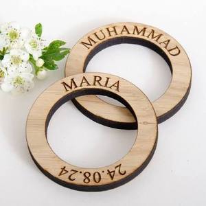 Wooden Napkin <b>Ring</b> Semi <b>Circle</b> Personalized Name Hannah 5cm Wedding Table Decoration Modern Design Durable handmade napkin <b>ring</b> - Product Image 2