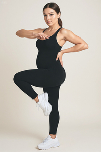 Conjunto de Yoga de 2 Piezas para Mujer Embarazada, Leggings Elásticos y Sujetador Deportivo, Color Sólido, Ropa Deportiva de Verano, Ropa Deportiva Personalizada para Embarazo - Product Image 4