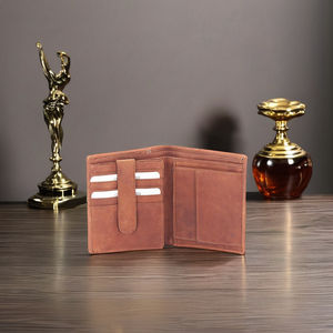 กระเป๋าสตางค์หนังแท้ทรงคลาสสิคสไตล์วินเทจแบบยูนิเซ็กซ์  บุด้วยโพลีเอสเตอร์  สีน้ำตาล  แบบยาว  สามารถปรับแต่งได้ - Product Image 6