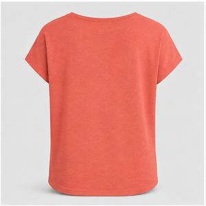 Camiseta de Mujer con Cuello en V, Manga Corta y Corte Holgado, Color Coral, WTS-0138 - Product Image 2