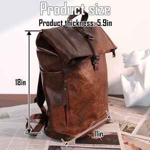 Luxury Leather Roll Top <b>Backpack</b> Handcrafted Cowhide Travel Rucksack Mens Vintage Laptop Bag High Quality LTBP-0081 - Product Image 5