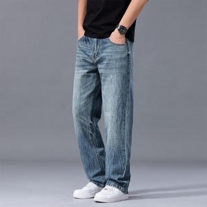 Best Selling Men's Baggy Fit <b>Jeans</b> Pant Premium Quality New Design Mid <b>Waist</b> High Street Style 100% Cotton Breathable Button - Product Image 2