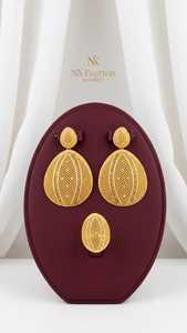 NX Everton Women's 24K Gold Plated Water Drop <b>Earring</b> And Ring Set Vintage Party Jewelry Alloy Fashion Set - Product Image 3
