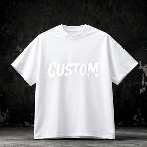 Camiseta de Verano para Mujer, Personalizada, Oversize, Corte Cuadrado, 240g, Algodón, Manga Corta, Estilo Hip Hop, Ecológica, Transpirable, Anti-Encogimiento, Anti-Arrugas, Color Sólido - Product Image 1