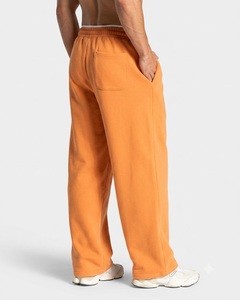 Wholesale Men's Orange <b>Oversized</b> Contrastlined Custom Tracksuit Set Premium Quality Cotton Fleece Hoodie & Wide Leg <b>Sweatpants</b> - Product Image 6