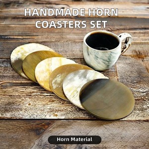 Juego de Posavasos de Cuerno Natural Artesanal de Primera Calidad, Grado Excepcional para Hoteles, Restaurantes, Bares, Cafeterías, Hogares, Decoración de Mesa, Protección - Product Image 2