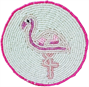 Sous-verres Flamingo Perlés Écologiques de Luxe Personnalisables – Lot de 6 – Cadeau de Pendaison de Crémaillère par Whimsy Art Craft - Product Image 3