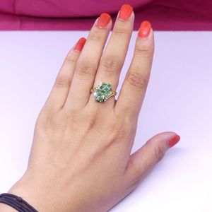 Wedding Wear 925 Sterling Silver Gold Plated Jewelry <b>Emerald</b> Gemstone Women Wear Classic <b>Ring</b> - Product Image 4